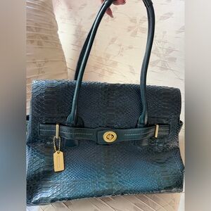 NOT FOR SALE Coach Teal Python Tote with Goldtone brass Hardware 12440